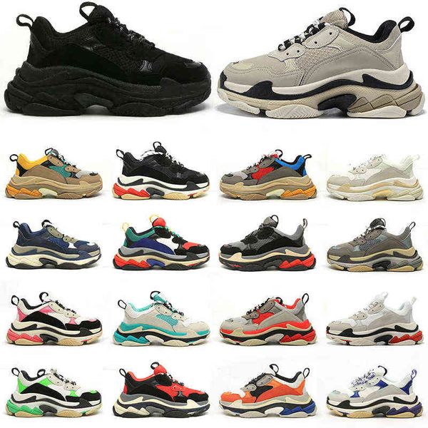 

casual height increasing shoes platform women triple s designer men sneakers black white beige dark grey orange green khaki rust pink bred s