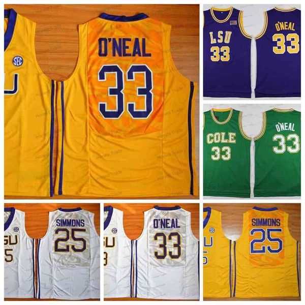 

ncaa lsu 33 ben shaq purple basketball jersey 25 simmons mens college basketball jersey yellow stitched, Black