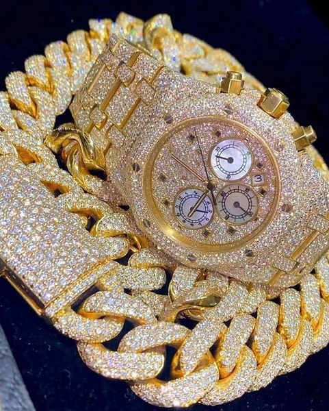 

mens luxury watches automatic moissanite iced watch for men movement womens watch men's montre homme diamond watchs wristwatches montre, Slivery;brown