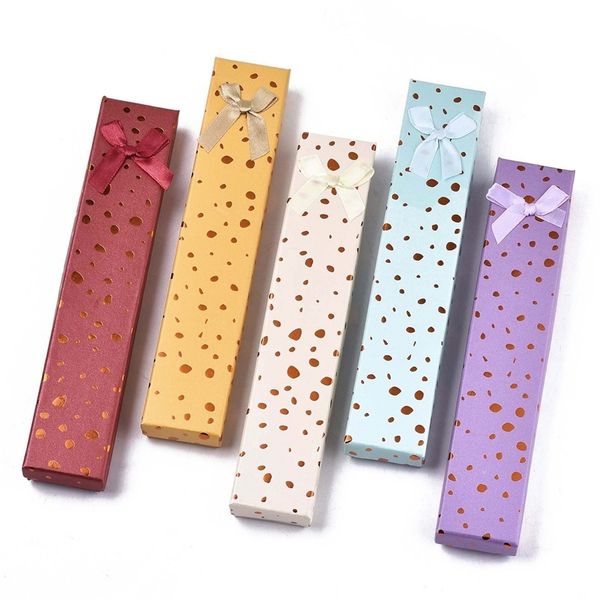 

12pcs cardboard jewelry gift packaging box rectangle necklace bowknot/flowers cases with sponge jewellery organizer mixed color 220819, Black;white