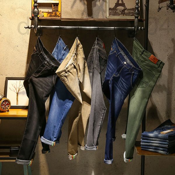 

men's jeans designer trendy jeans men's light luxury high-end fashion american pants korean version ruffian handsome trend elastic, Blue