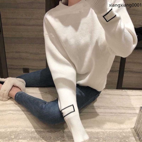 

2022 men and women designers clothes woollen sweaters embroidery sweater female with the same autumn winter, White;black