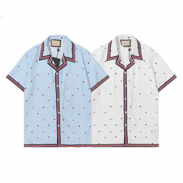 

fashion hawaii floral letter print beach shirts men's designer silk bowling shirt casual shirts men summer short sleeve dress shirts, White;black