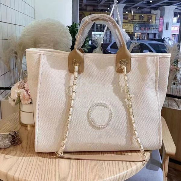 

classic luxury women's handbags pearl evening bags brand ch canvas beach bag designers female large capacity shopping totes handbag big