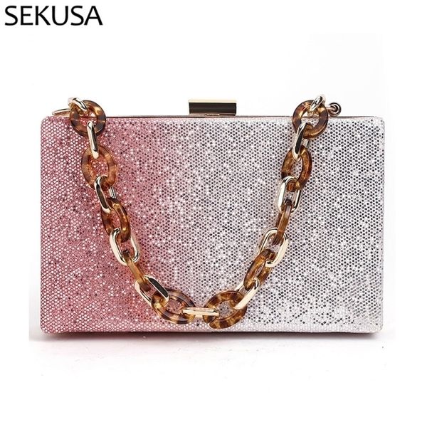 

pink color sequined small day clutch witch shoulder chain flap design party wedding handbags evenin bags 220818