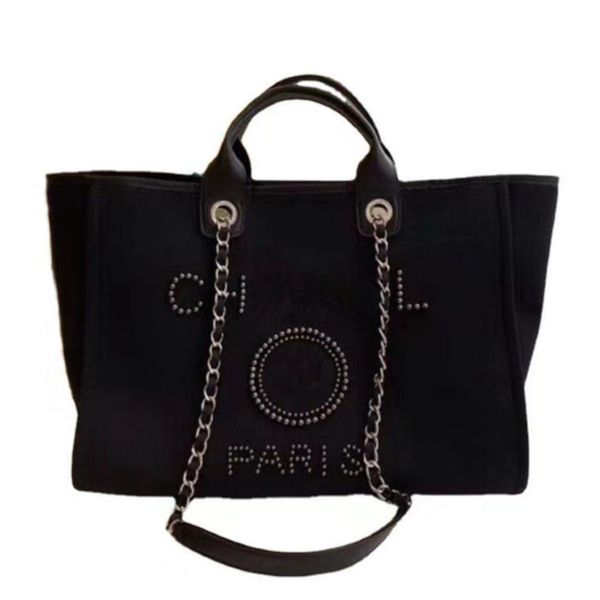 

fashion women's luxury handbags evening bags brand ch pearl tote canvas beach bag designers female portable large capacity big handbag