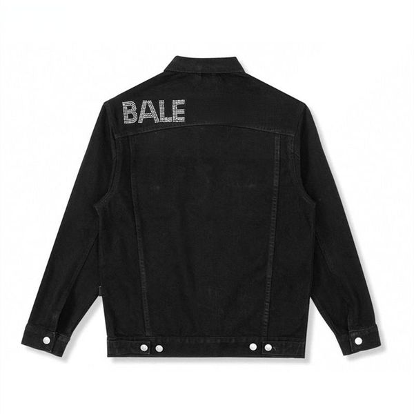 

bale designer mens jacket back lettering diamond lapel loose denim jacket couples casual shirt, Black;brown
