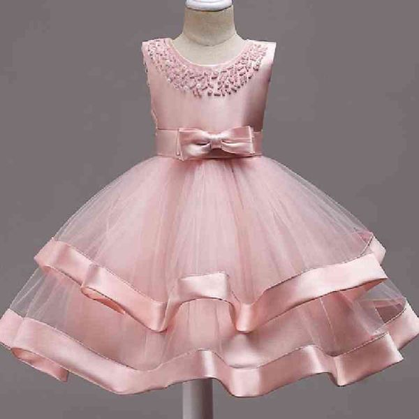 

baby kids infant girl flower princess party tutu dress children wedding bridesmaid toddler lace christmas dress vestidos clothes y220819, Red;yellow