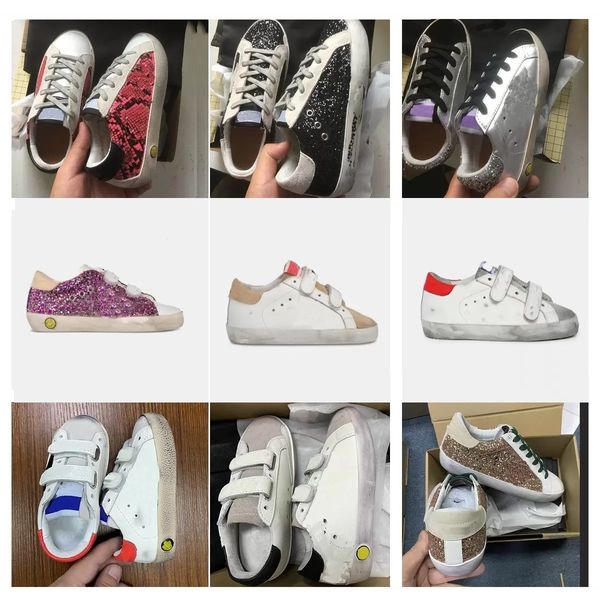 

2022 kids infants children designer casual shoes white italy running shoes do-old dirty golden star camo leather boys girls glitter student