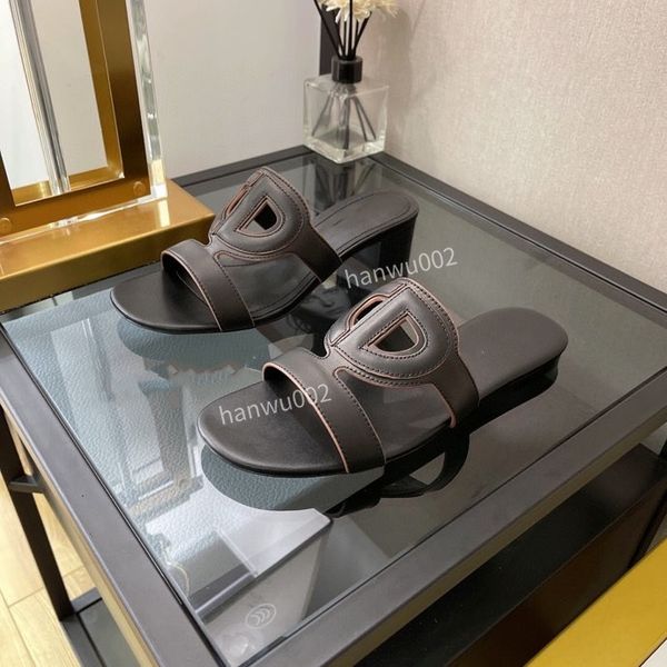 

beach slide designer slippers classic flat sandals summer lady leather flip flops women, Black