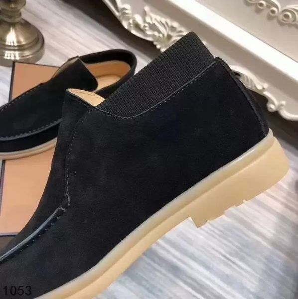 

nubuck leather mens loro walk high shoes luxury casual walking sneakers lock designer flats slip-on dress shoe boots 45 46 i0i7