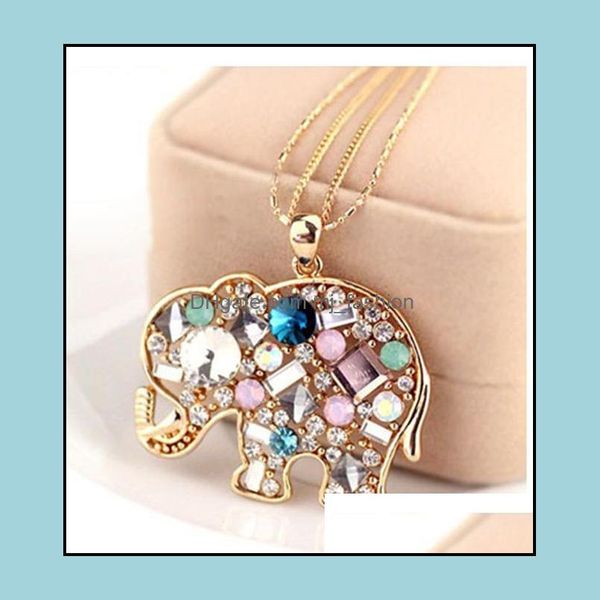 

pendant necklaces statement necklace alloy chain collar enamel jewelry elephant drop delivery 2021 pendants mjfashion dhvfb, Silver