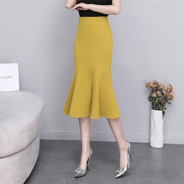 

womens clothing skirt casual pencil ladies high waisted button office autumn large size skirts, Black