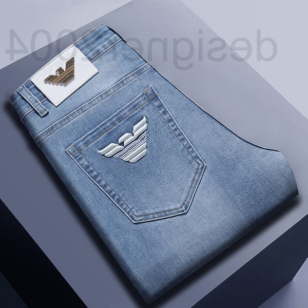 

men's jeans designer 2021 autumn winter new jeans men's middle waist straight tube slim fit casual elastic brand 7cvr, Blue