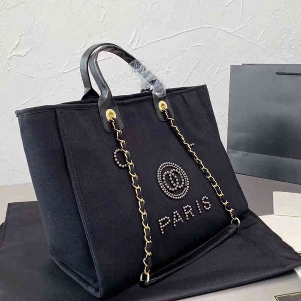 

luxury classic women's handbags evening bags brand ch pearl tote canvas beach bag female portable large capacity big handbag designers