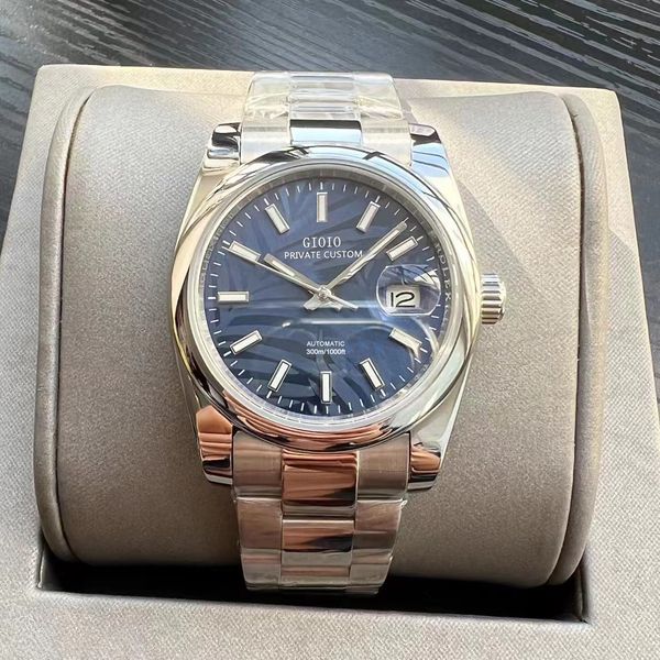 

mens automatic watch mechanical black blue green leaves, Slivery;brown