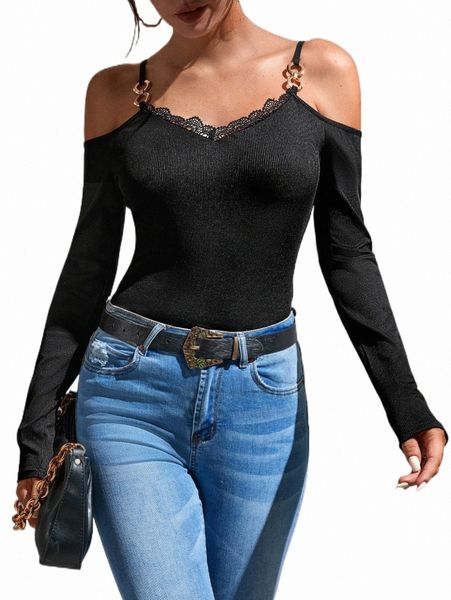 

women's t-shirt tall contrast lace cold shoulder tee m5ddggf#, White