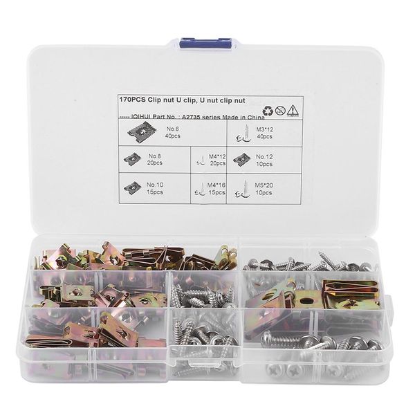 

rustproof u-clips nuts assortment automotive interior trim fasteners with screws