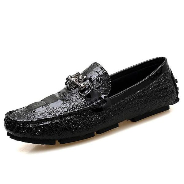 

men's shiny mrcoee patent shoes big size loafer official flats gentle mens travel walk shoe casual crocodile grain shoes for men sneake, Black
