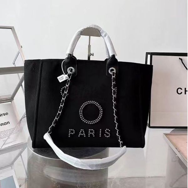 

women's luxury fashion handbags beach bags brand ch designers pearl tote canvas evening bag ladies girl backpack female portable large