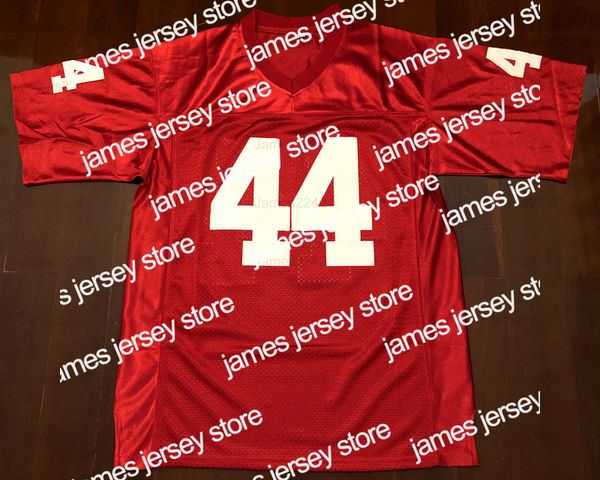 

22 new retro forrest gump #44 tom hanks movie men's football jersey stitched red s-3xl high quality, Black;red