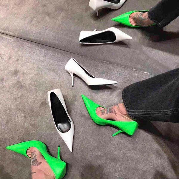 

spring dress shoes neon pointed toe pumps women slip-on high heels fashion party ladies wedding zapatos de mujer f6ly, Black
