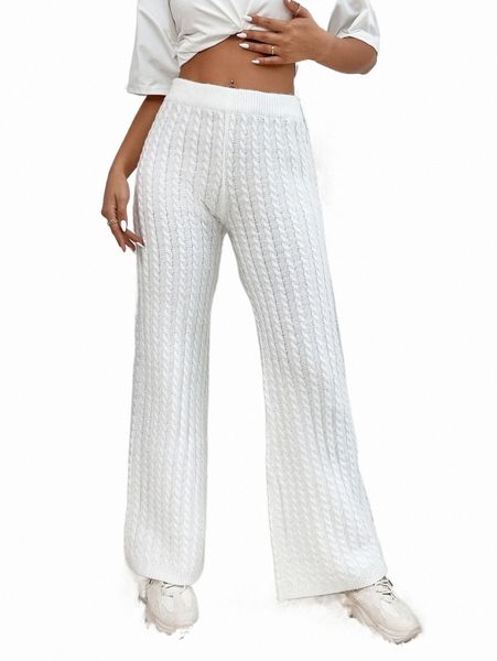 

solid cable knit pants h7yz#, White;black