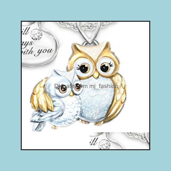 

pendant necklaces owl necklace for women parent-child tag two-color accompany ladies chain gift jewelry drop delivery 2021 p mjfashion dhgof, Silver
