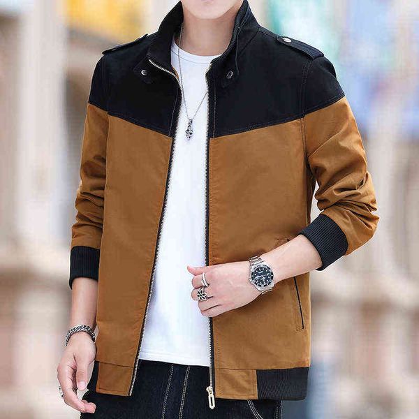 

mens bomber jacket 2022 new spring men's fashion jacket coat casual stand collar windbreakers men fashion clothing g220818, Black;brown