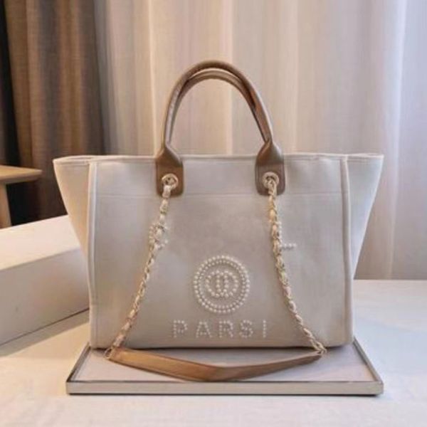 

luxury fashion women's handbags pearl evening bags brand ch canvas beach bag designers female large capacity shopping totes handbag big