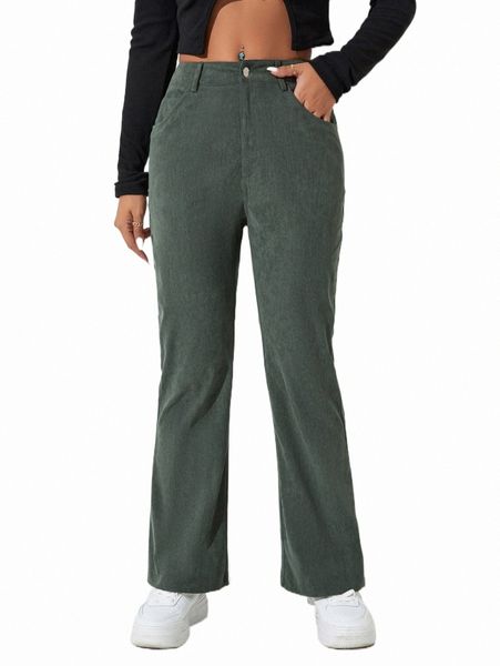 

women's pants petite high waist corduroy straight leg pants o4um#, Black;white