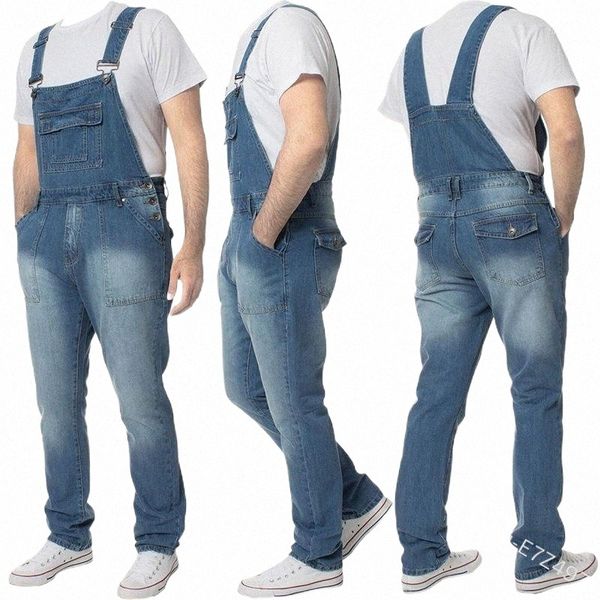 

men's jeans men overalls autumn mid waist casual straight bleached four season pocket fashion youth lugentolo c7nv#, Blue