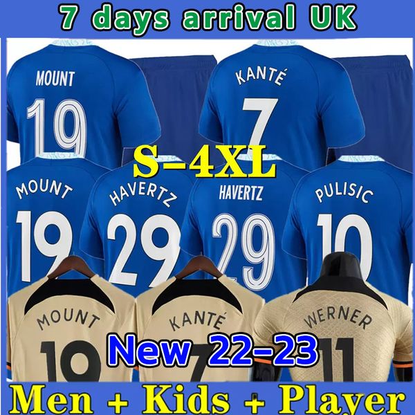 

spot goods 22 23 s-4xl cfc soccer jersey player version pulisic mount havertz ziyech werner hudson kante 2022 2023 football shirt men kids s, Black;yellow