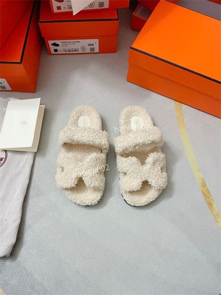 

2022 luxury slide designer fashion women wool sandals warm comfort slippers woman slipper shoes autumn winter slides scuffs sandal size35-41, Black