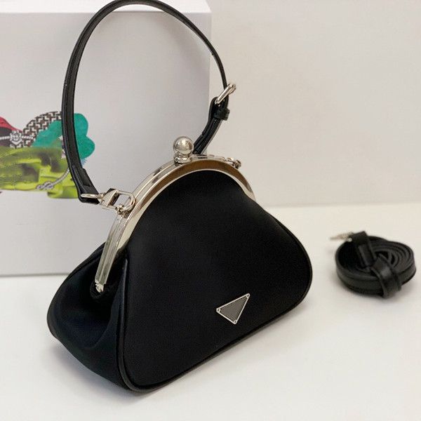 

re-edition tote nylon leather shoulder bag luxury women's handbag vintage satin tortoiseshell small box bags frog mouth bag cute party