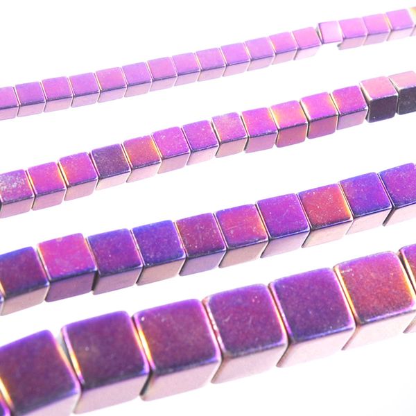 

wojiaer non-magnetic materials hematite 4mm square loose beads for bracelet necklace jewelry making 15.5" bl325, Bronze;silver