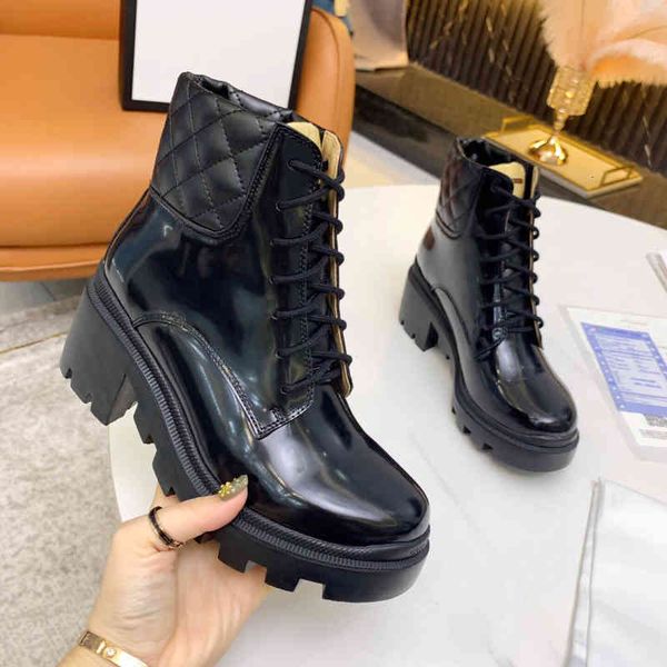 

leather boots vintage women's boots winter shoes short round head high heels series, Black