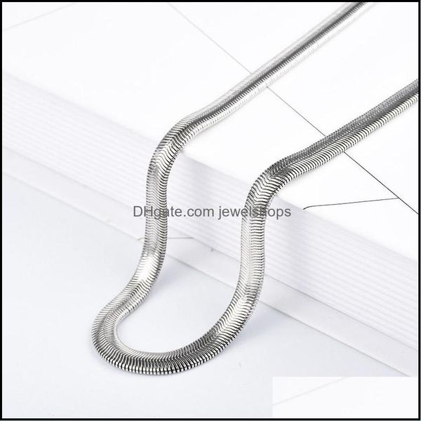 

chains sier color titanium steel necklace snake for women men accessories flat chain neck chokers fashion jewelry collier jewelshops dhpmh, Silver