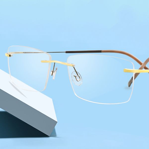 

Sunglasses Frames Rimless Titanium Frameless Shades Vintage Trendy Eyewear for Men Women Eyewear Stylish Op2666