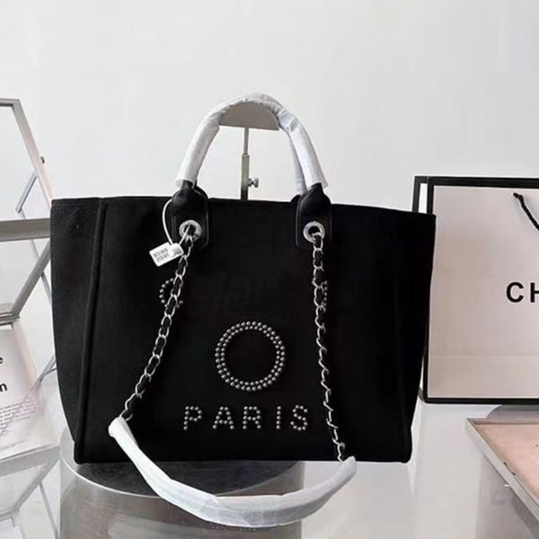 

women's classic luxury handbags pearl evening bags brand ch canvas beach bag designers female large capacity shopping totes handbag big