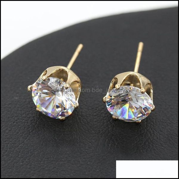 

stud earrings for women wholesale brand round zirconia purple white cz diamond earring drop delivery 2021 jewelry bdejewelry dhkou, Golden;silver