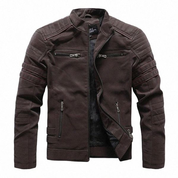 

men's jackets 2021 men winter leather jacket casual motorcycle inner fleece pu coat faux mens clothing dropship r5fr#, Black;brown