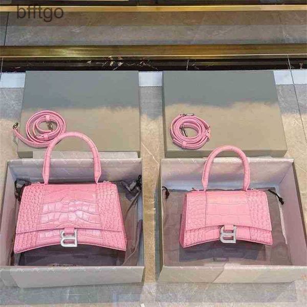 

balencaigass handbags designers bag 2022 fashion b-word crocodile pattern net red hourglasss leather women's one shoulder