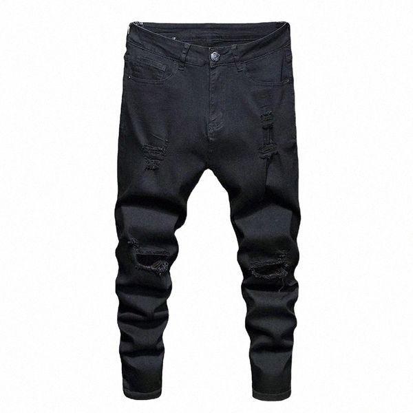 

motorcycle jeans men european and american l black ripped pants trend biker men's n1ek#, Blue