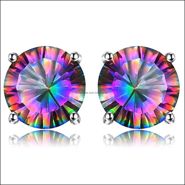 

charm colorf stone earrings for women round sier earring four-claw punk stud drop delivery 2021 jewelry lulubaby dhli9, Golden