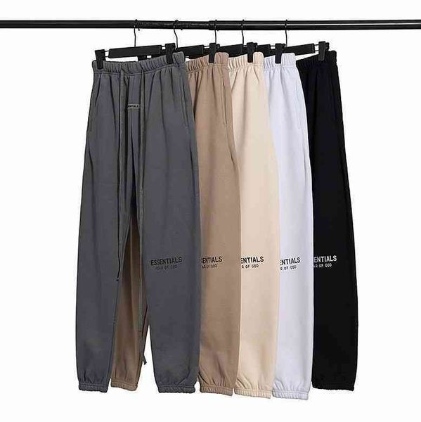 

fashion essentials designer pants chao brand double line letter 3m reflective with velvet high street guard, Black