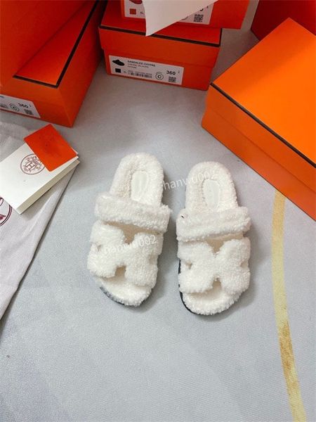 

luxury slide designer fashion women wool sandals warm comfort slippers woman slipper shoes autumn winter slides scuffs sandal, Black