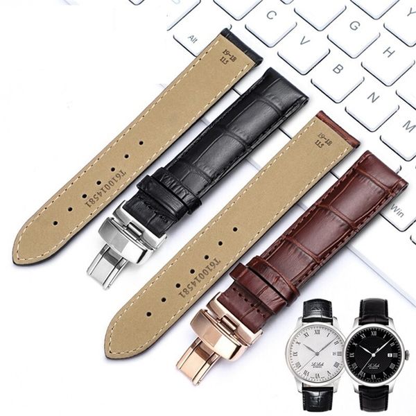 

19mm 20mm 21mm 22mm genuine leather watch band for tissot t035 lilock t063 t41 curved end handmade watch strap butterfly buckle 220819, Black;brown