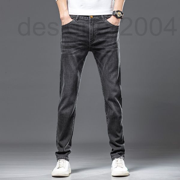 

men's jeans designer light luxury 3d digital spray painting slim fit elastic trend high-end pants men's straight mkxe, Blue