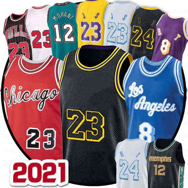 

men stitched los 24angeles 8 black mamba basketball jersey mj 23 james jd ja morant 12 jerseys retro s-2xl, Black;red